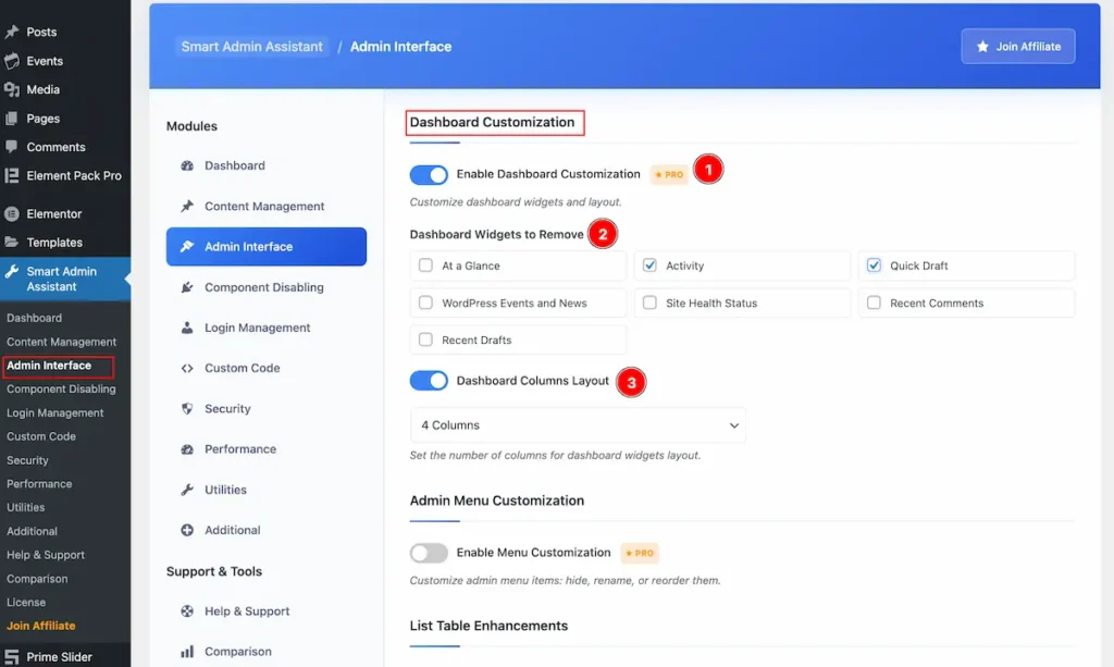 Dashboard custmization - BdThemes