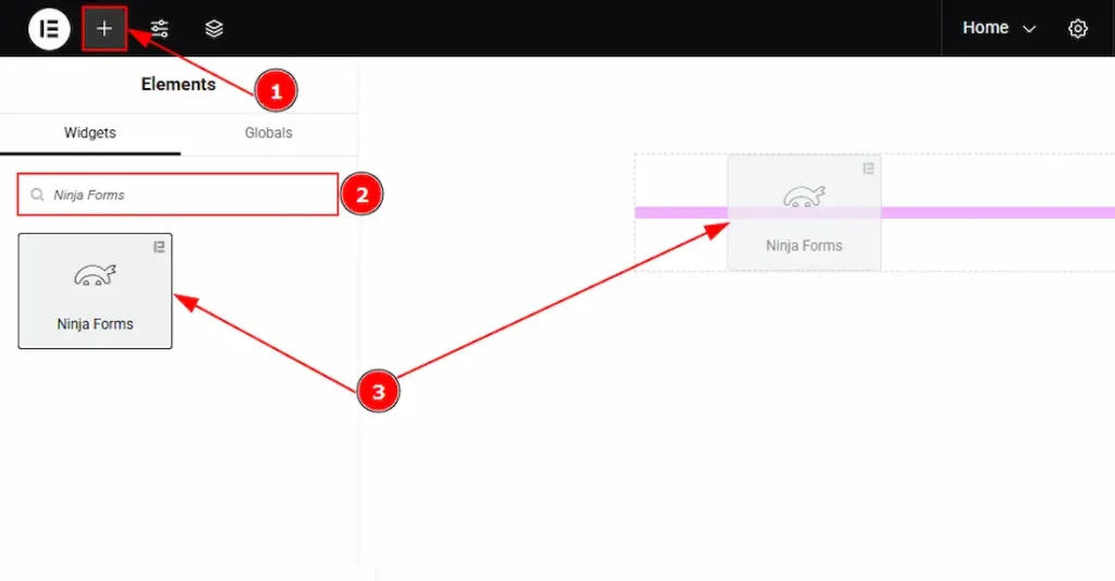 Inserting the Ninja Forms widget