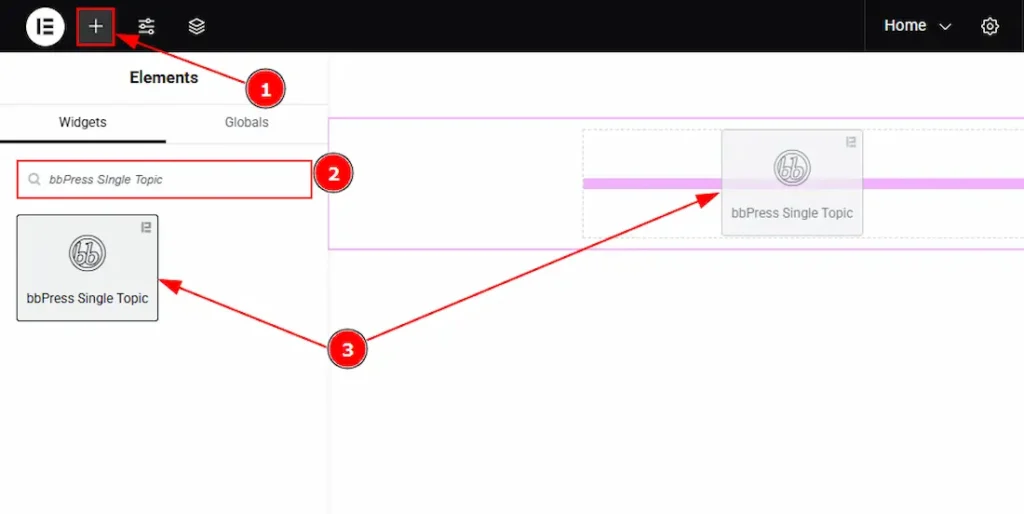Inserting the BbPress Single Topic widget