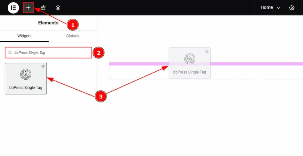 Inserting the BbPress Single Tag widget