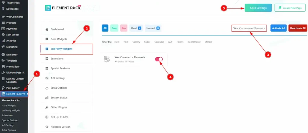 Enable The WooCommerce Elements Widget