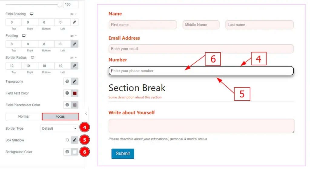 Form Fileds Focus - BdThemes
