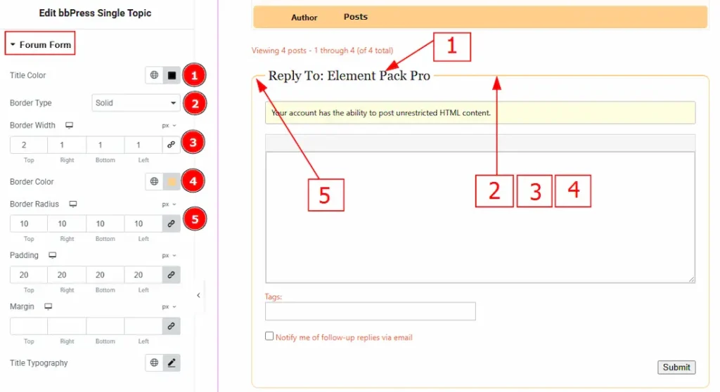 Forum Form Section