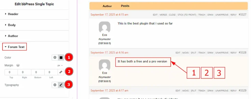 Forum Text Section