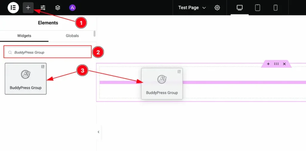 Inserting the BuddyPress Group widget