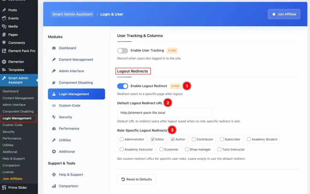 Logout Redirect - BdThemes