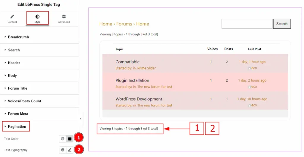 Pagination Section