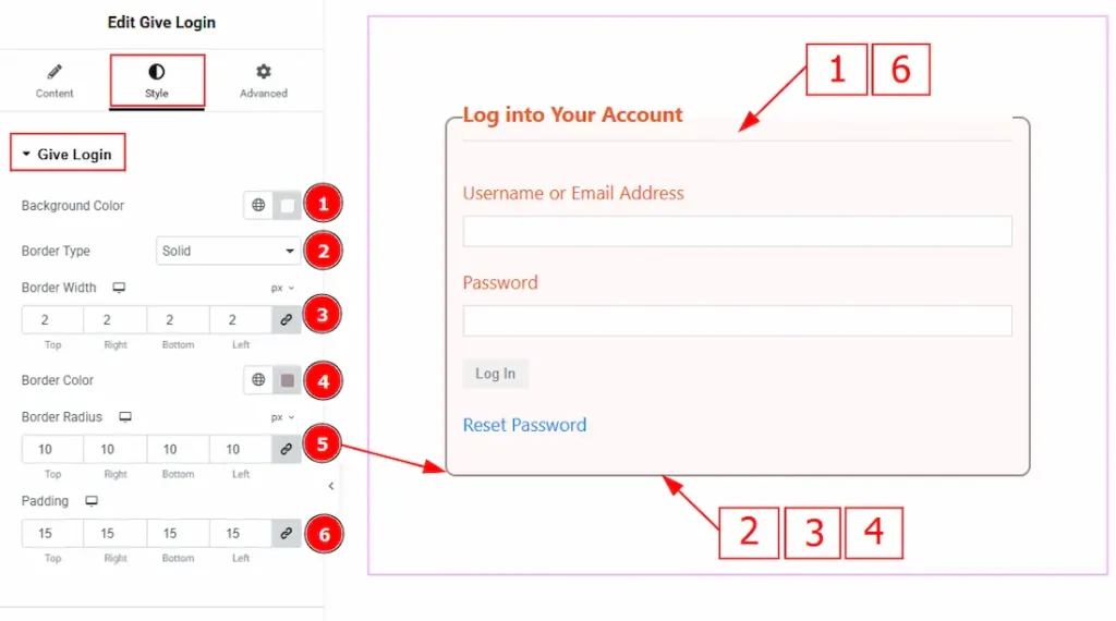 Give Login Section