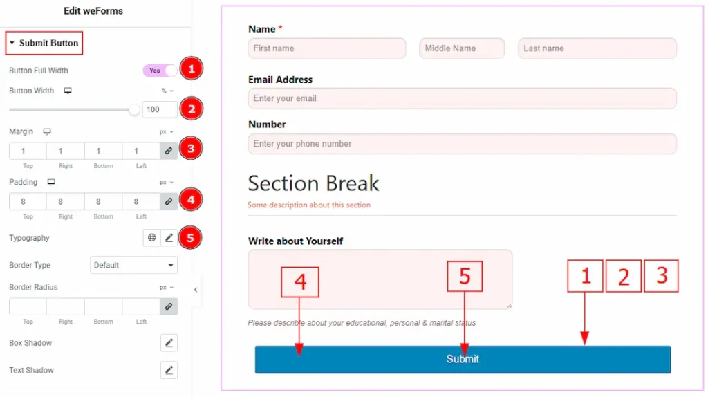 Submit Button Section