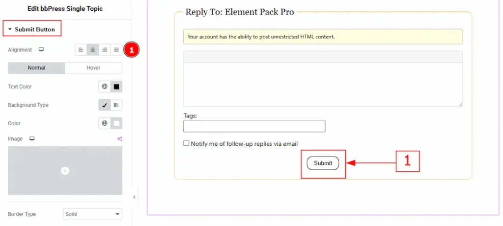 Submit Button Section