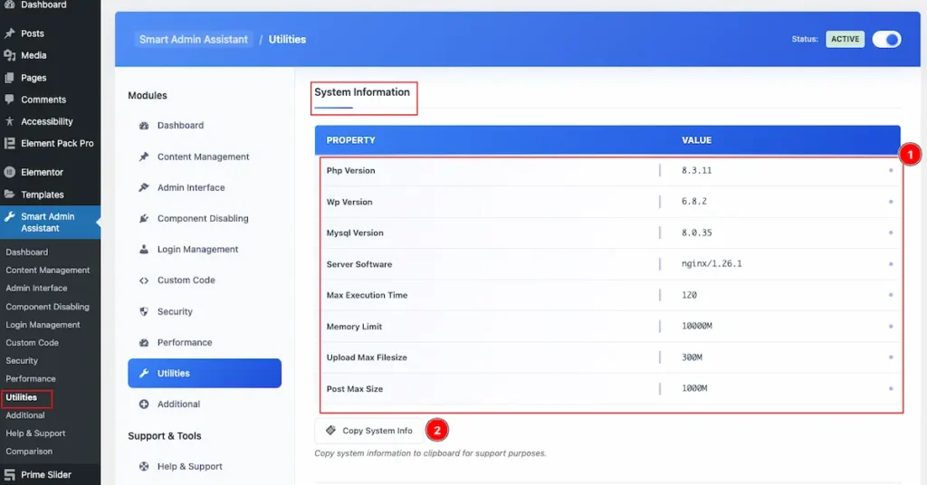 Utilites System Info - BdThemes