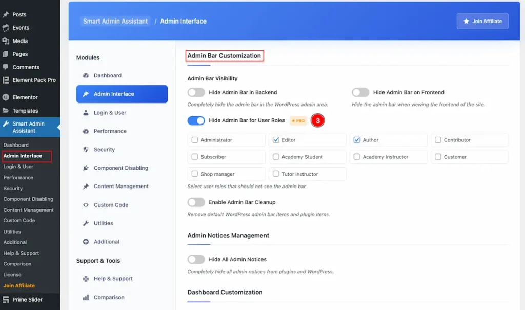 admin bar customization 2 - BdThemes