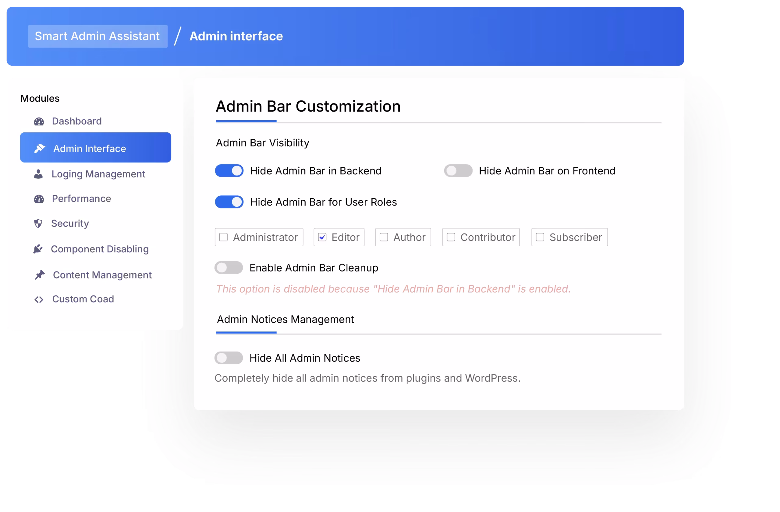 Admin Interface Enhancements