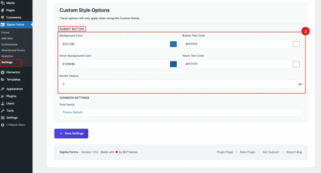 custom form submit button - BdThemes