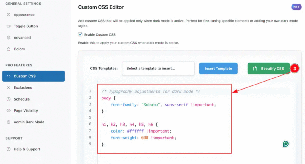Beautify CSS to format your code for better readability