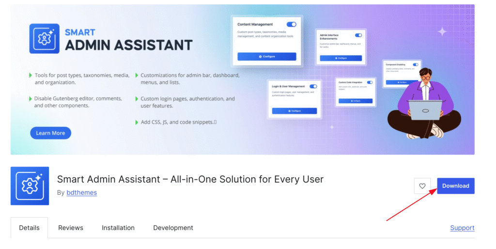 Install and Activate Smart Admin Assistant Free Plugin
