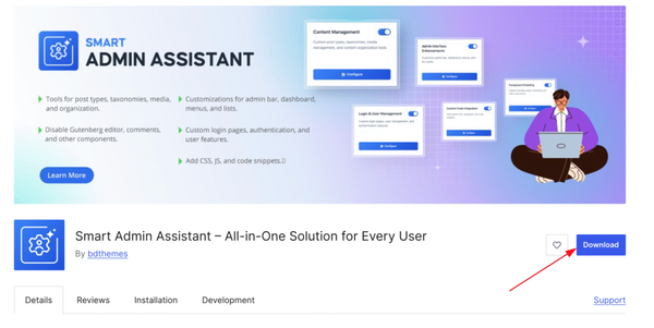 Install and Activate Smart Admin Assistant Free Plugin