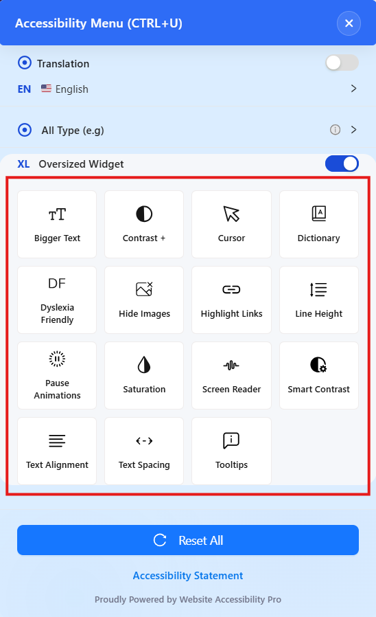 Advanced Accessibility Toolbar