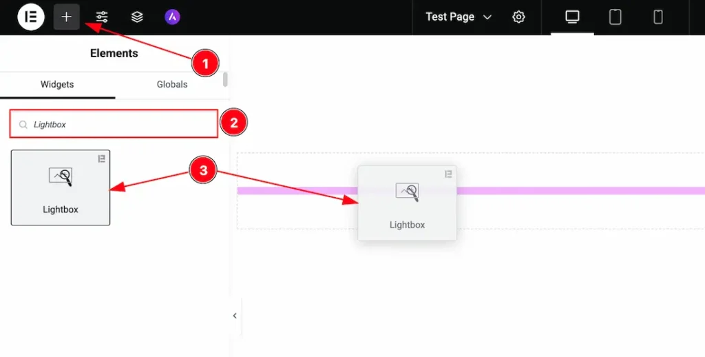 Insert Lightbox widget