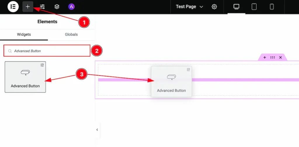 Inserting The Advanced Button widget