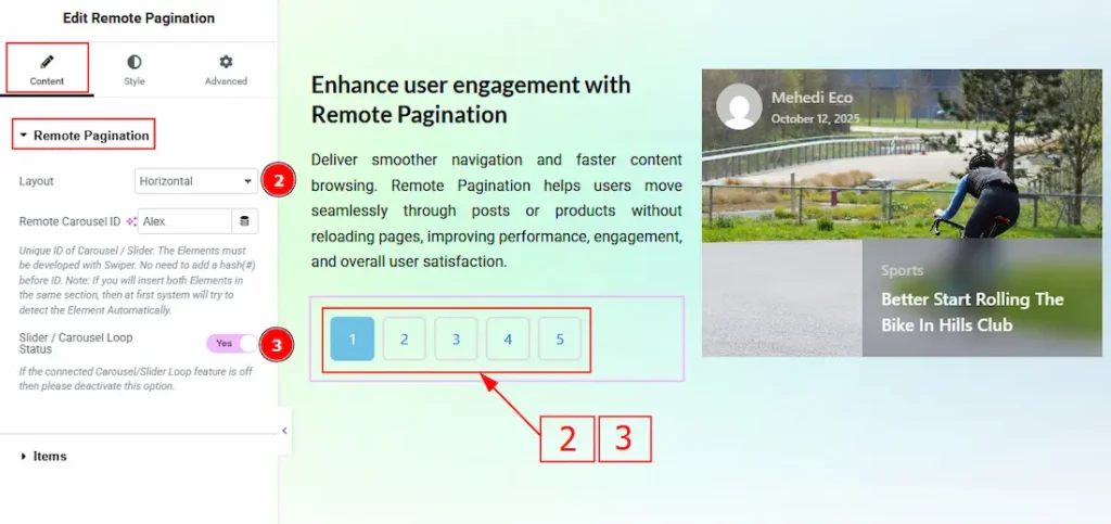 Remote Pagination Section