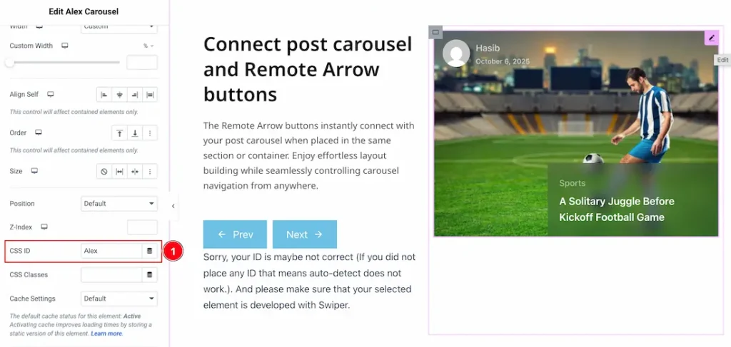 Set CSS ID for the Carousel