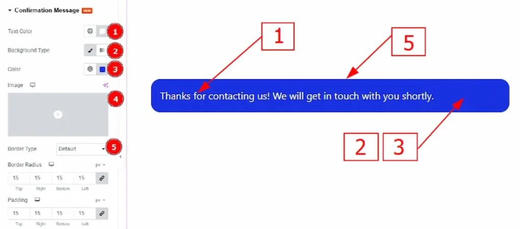 Confirmation Message Section