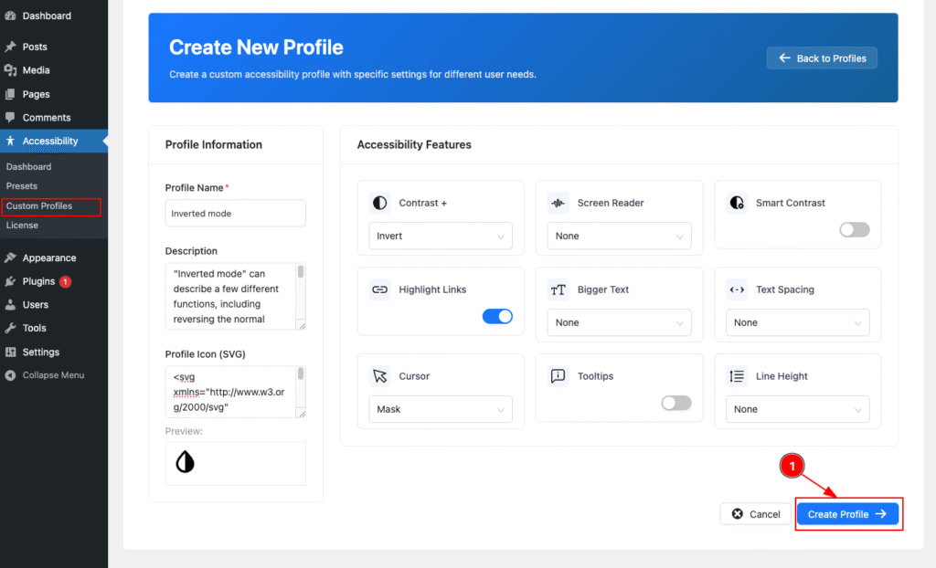 Create Profile Button - BdThemes