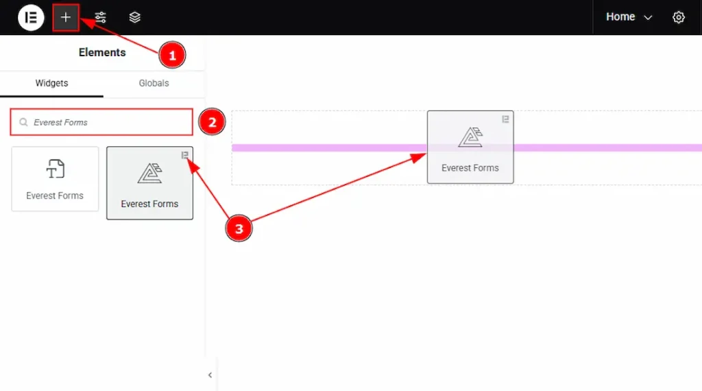 Inserting the Everest Forms widget