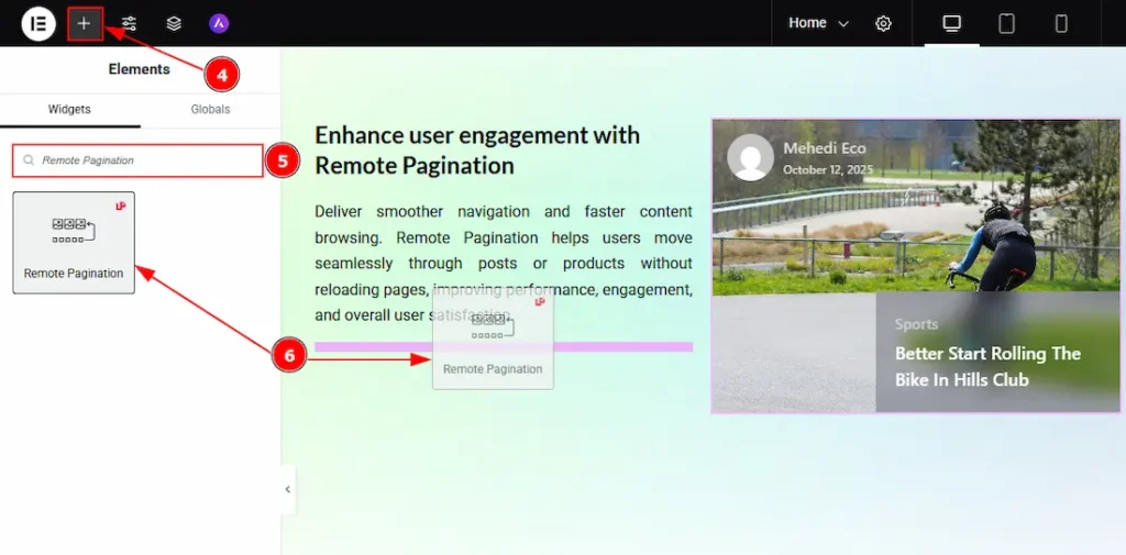 Drag Drop the Remote Pagination widget - BdThemes