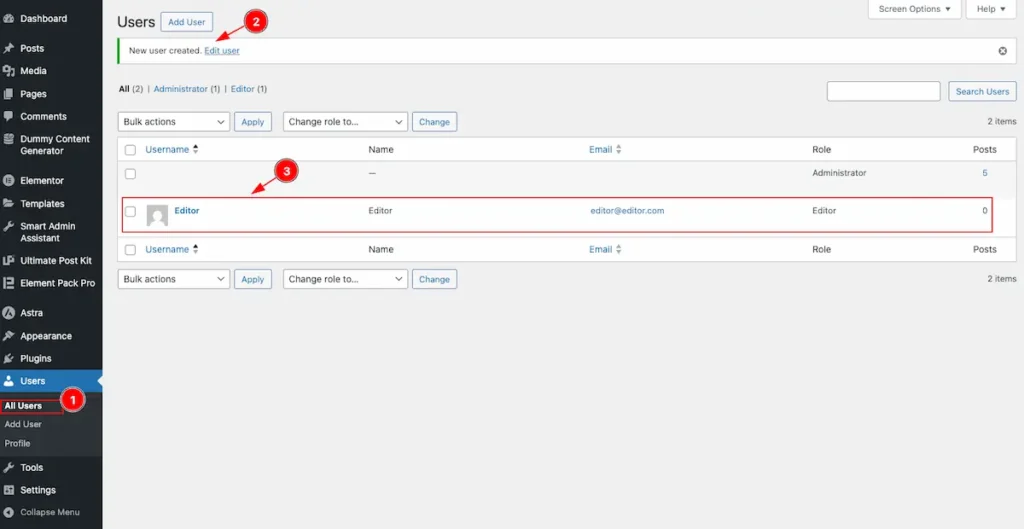 Editor User create check - BdThemes