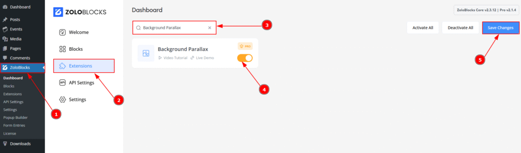 Enable The Background Parallax Extension