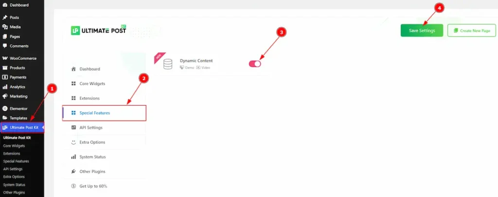 Enable The Dynamic Content & Dynamic Widgets