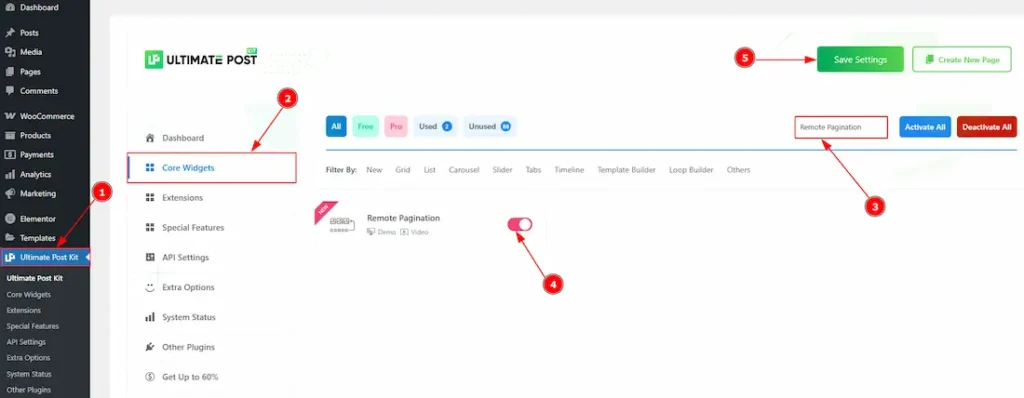 Enable The Remote Pagination Widget