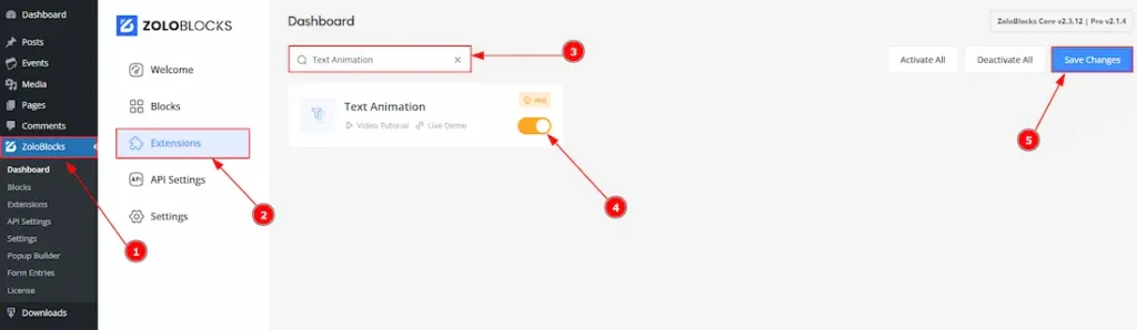 Enable The Text Animation Extension