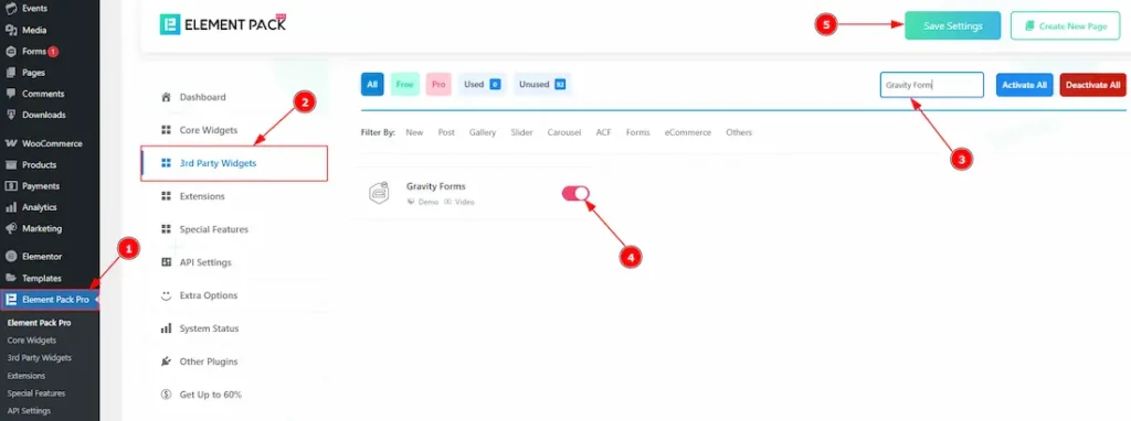Enable The Gravity Forms Widget