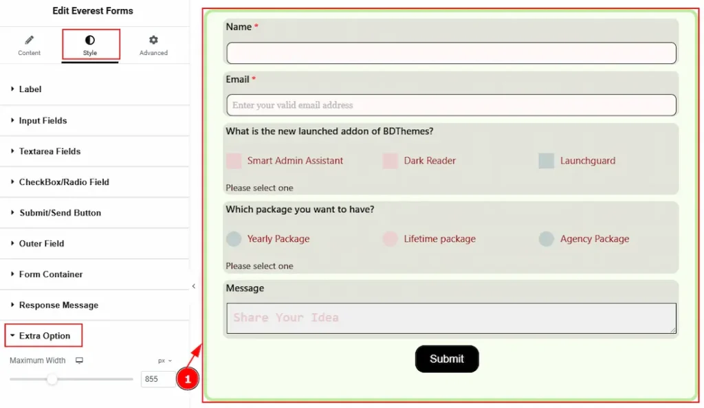 Extra Option Section