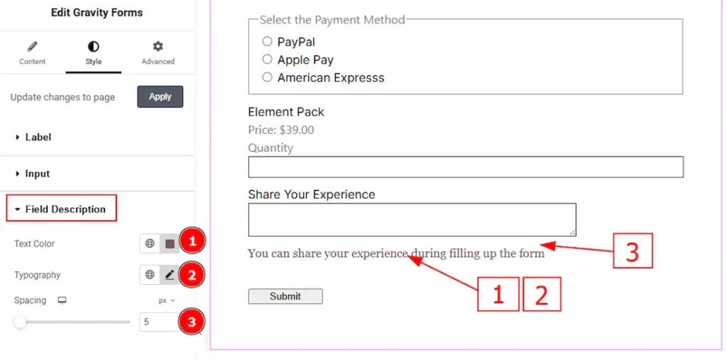 Field Description Section