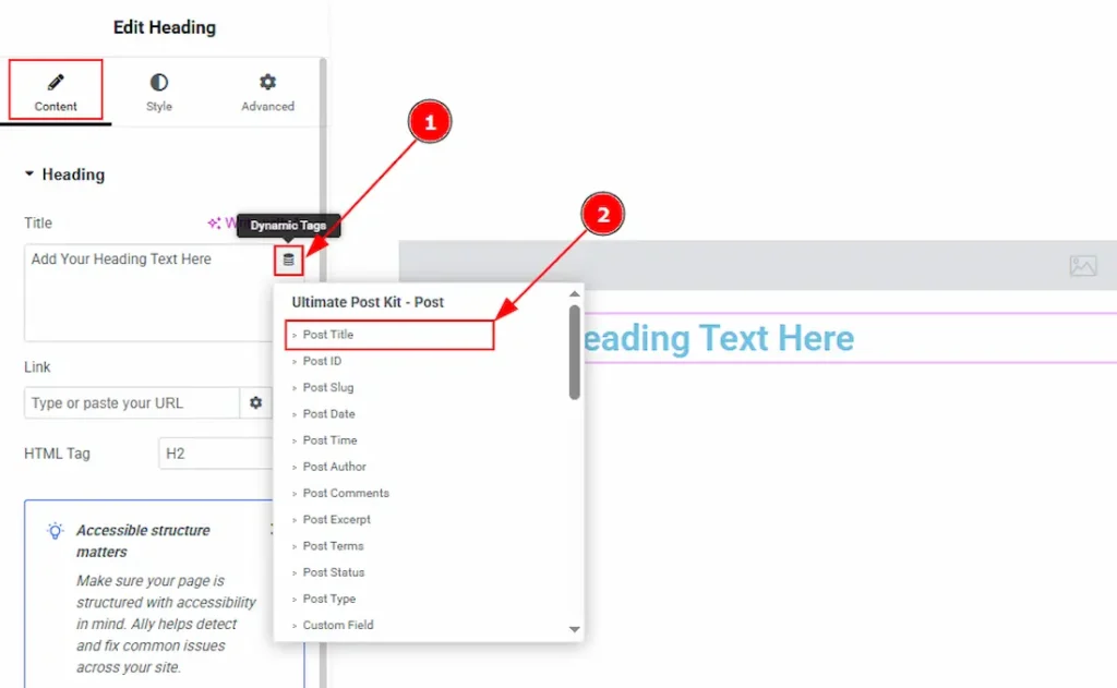 Customizing Heading Element