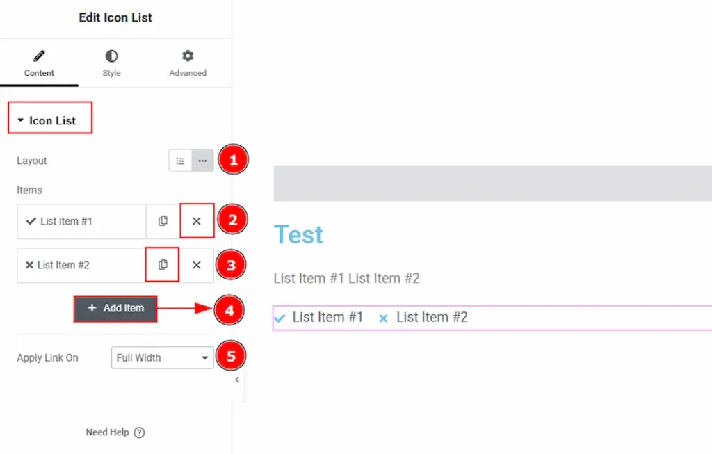 Customizing Icon List Element