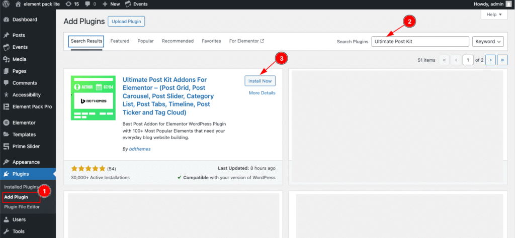 Install ultimate post kit plugin - BdThemes