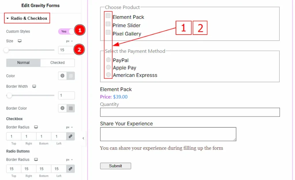 Radio & Checkbox Section