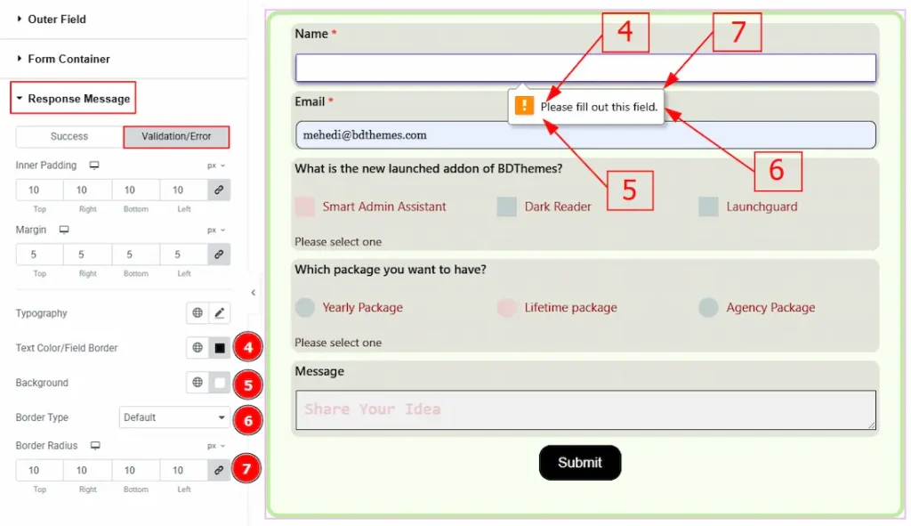Response Message Validation error 02 - BdThemes
