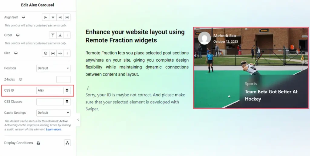 Set CSS ID for the Carousel