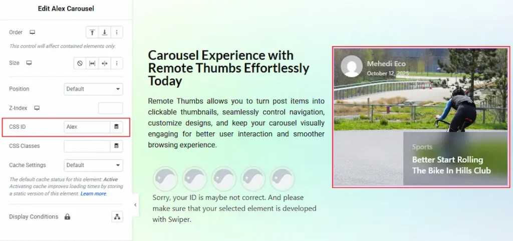 Set CSS ID for the Carousel
