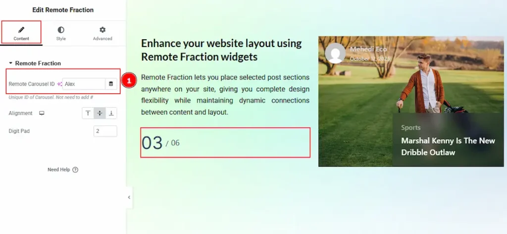 Set CSS ID for the Widget