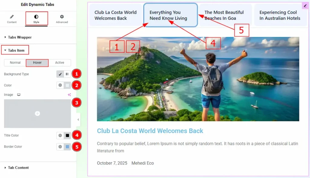 Tabs Item Hover - BdThemes