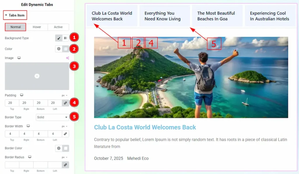 Tabs Item Section