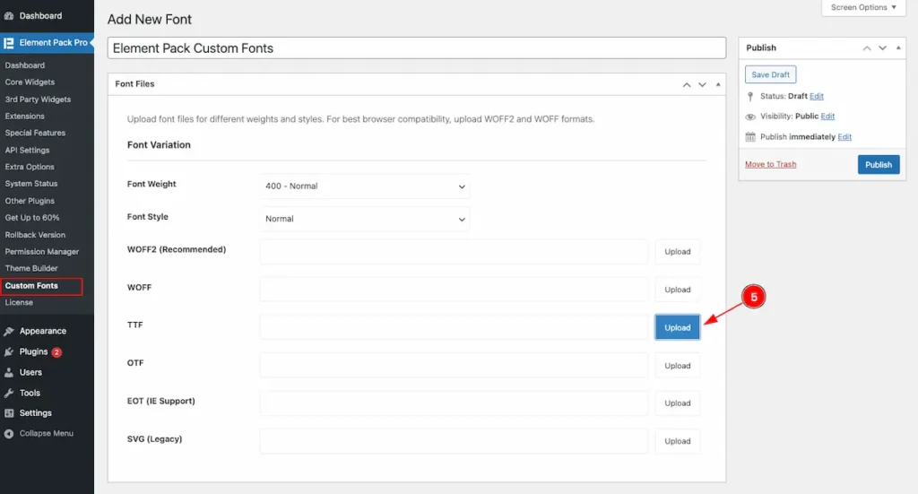 Upload fonts 1 - BdThemes