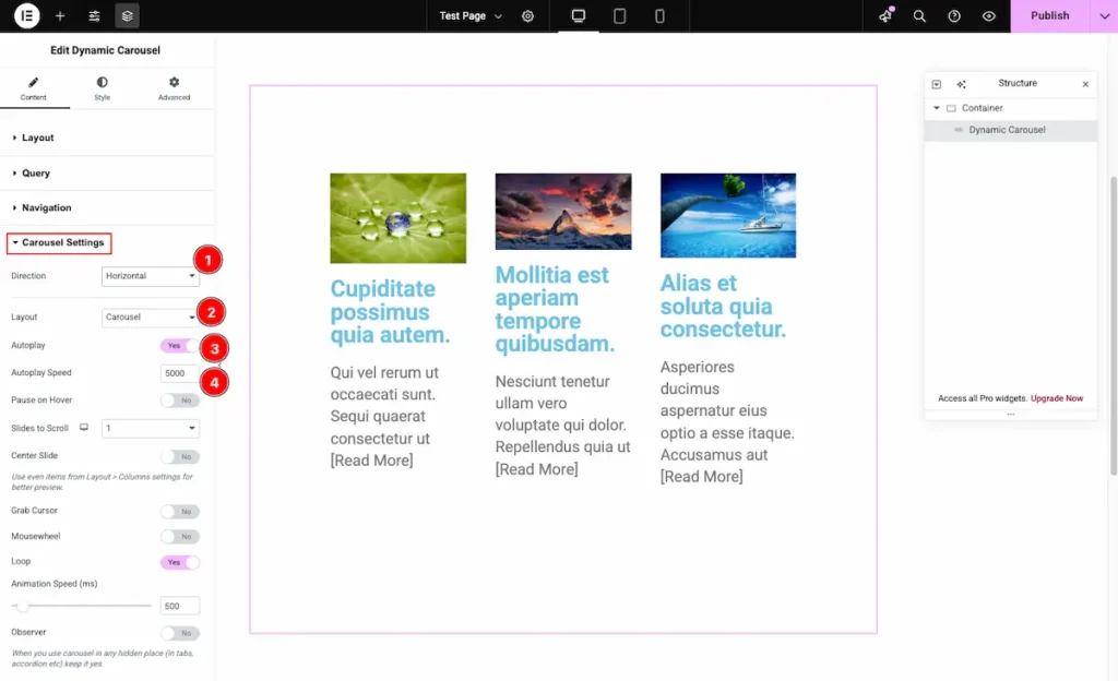 caruousel settings - BdThemes